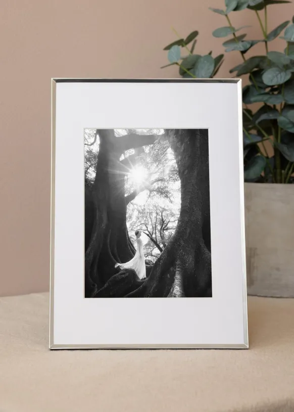 Ram Slät Metall Glas Silver 15x20 cm