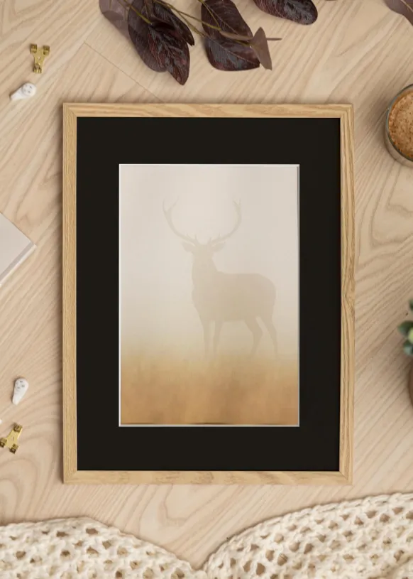 Ram Trendy Ek 50x50 cm - Passepartout Svart 35x35 cm