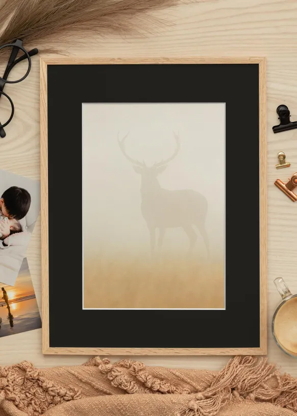 Ram Tunn Ek 35x50 cm - Passepartout Svart 11x17 inches
