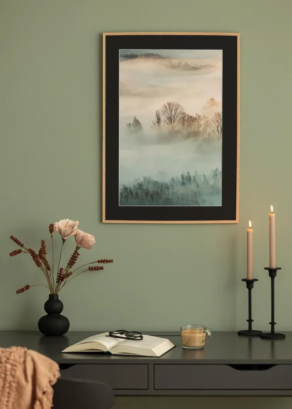 Ram Tunn Ek 50x70 cm - Passepartout Svart 33x56 cm