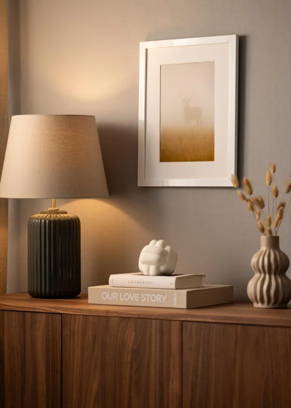 Ram White Wood Glossy - Valfri Storlek (Akrylglas)