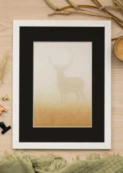 Ram White Wood 70x90 cm - Passepartout Svart 55x70 cm