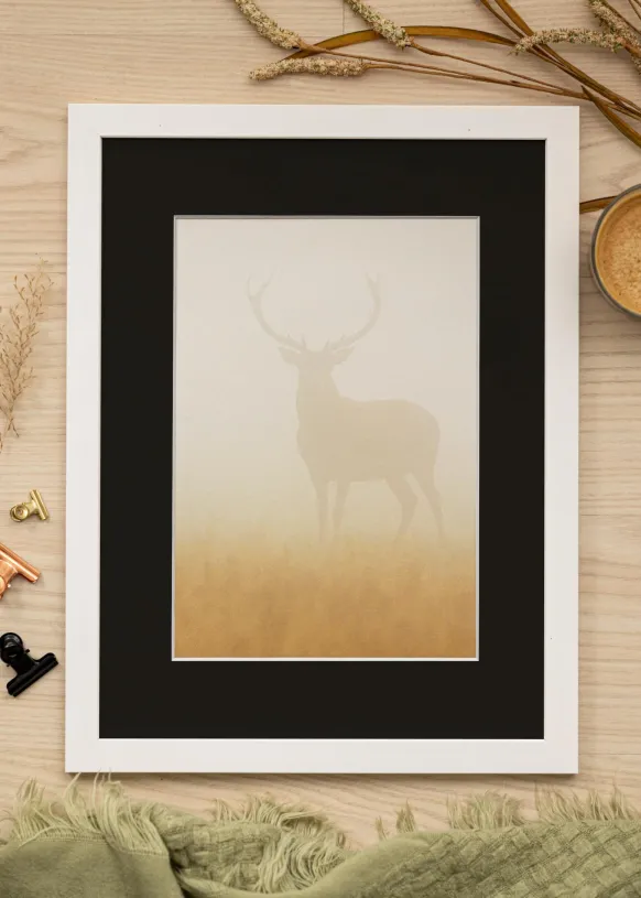Ram White Wood 70x90 cm - Passepartout Svart 60x80 cm