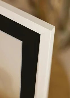 Ram White Wood 50x100 cm - Passepartout Svart 30x80 cm