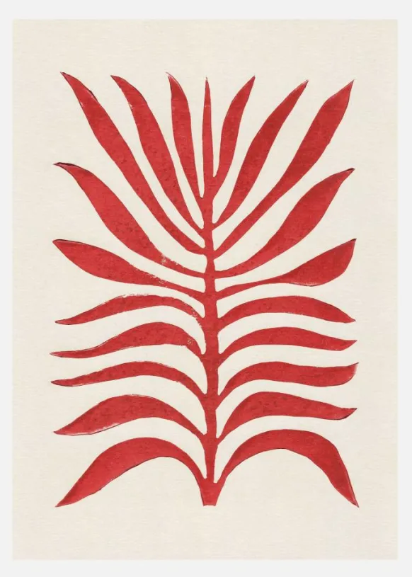 Red Branch / Lino Print Canvastavla (30x40 cm)