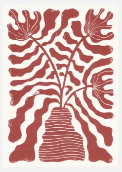Red Flowers In A Vase Canvastavla (30x40 cm)