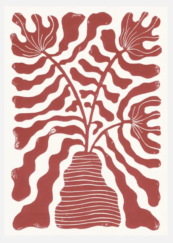 Red Flowers In A Vase Canvastavla (30x40 cm)
