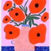 Red Poppies And Ladybirds Floral Canvastavla (30x40 cm)