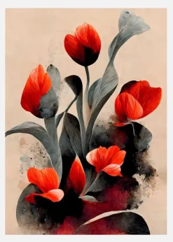 Red Tulips Canvastavla (30x40 cm)