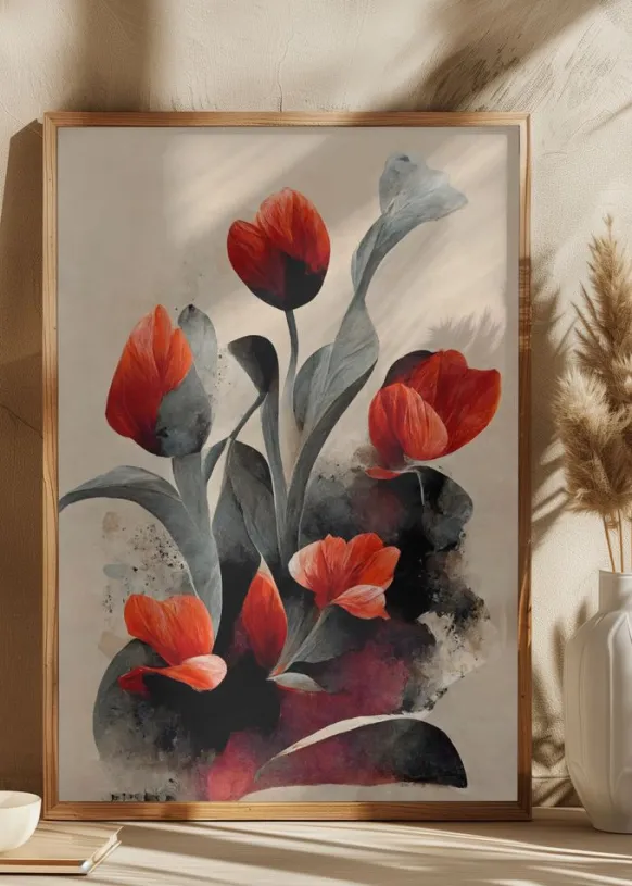 Red Tulips Poster (21x29.7 cm (A4))