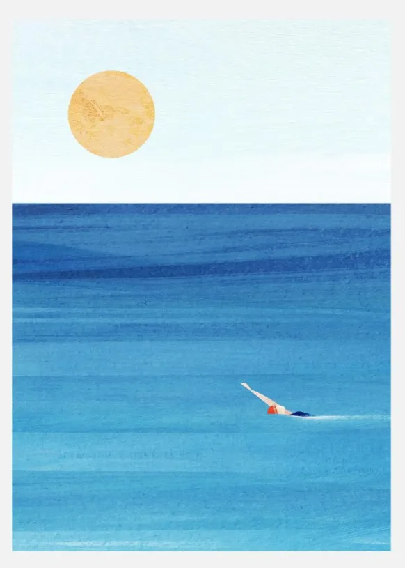 Sea Swim Canvastavla (30x40 cm)
