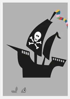 Ship - Grey Canvastavla (30x40 cm)