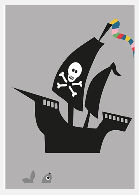 Ship - Grey Canvastavla (30x40 cm)