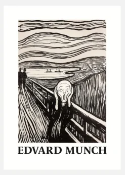 Skriet- The Scream - Monochrome Version Canvastavla (30x40 cm)