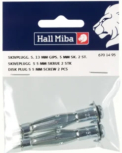 Skruv och plugg för gipsvägg 5 mm - 2 pack