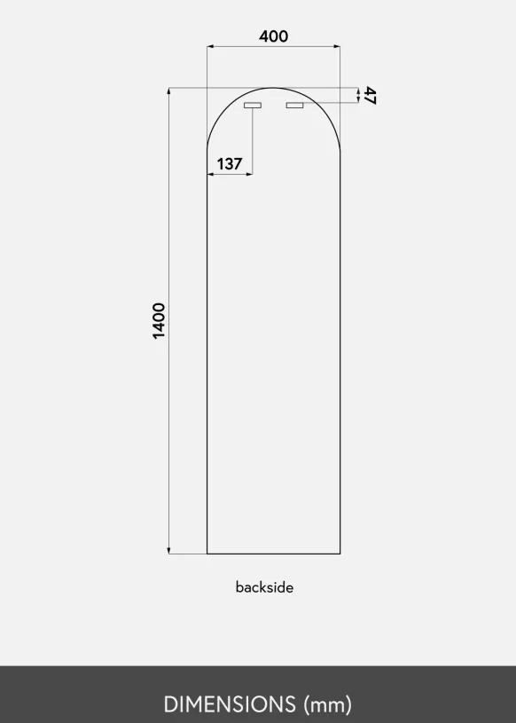 Spegel Arch Svart 40x140 cm