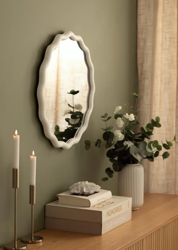 Spegel Wavy Vit 50 cm Ø