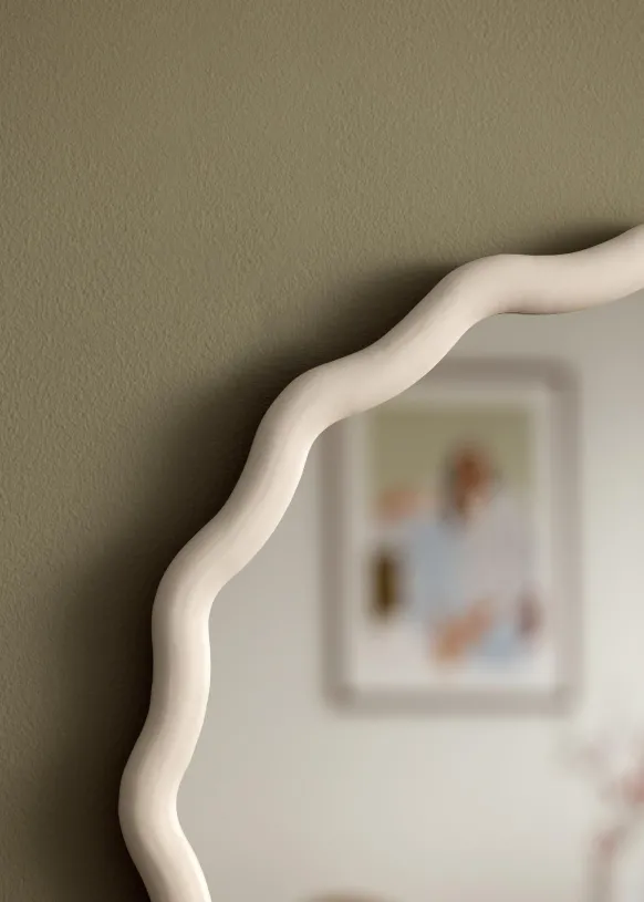 Spegel Wavy Vit 50 cm Ø