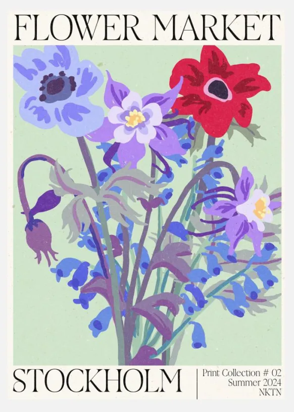 Stockholm Flower Market Canvastavla (30x40 cm)