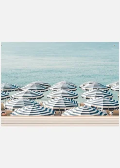 Striped Beach Umbrellas Canvastavla (30x40 cm)