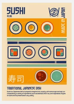 Sushi Japanese Food Print Canvastavla (30x40 cm)