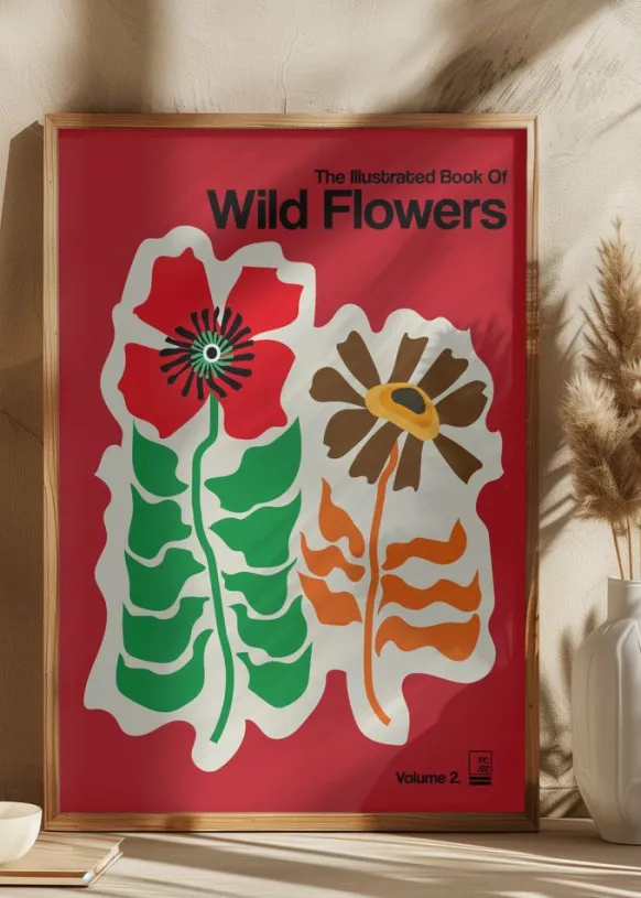 The Illustrated Book Of Wild Flowers Vol.2 Red Poster (21x29.7 cm (A4))