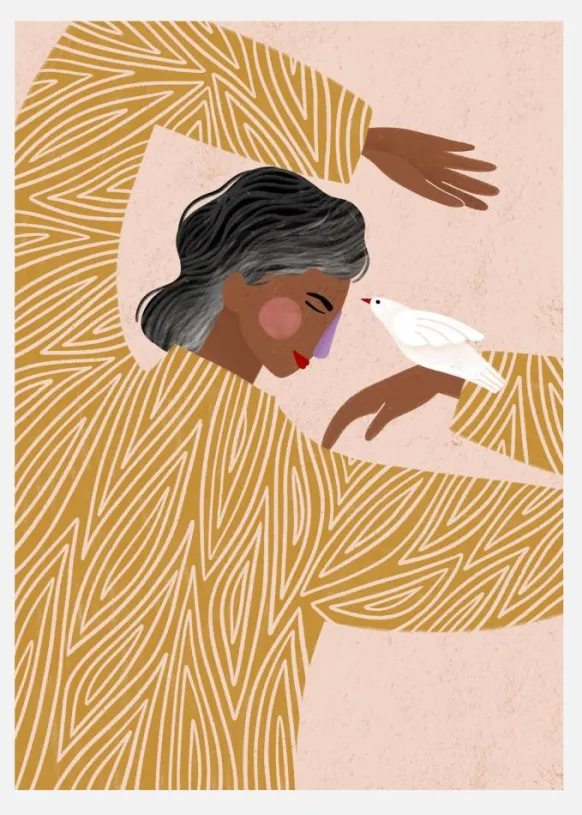 The Woman With He Bird Canvastavla (30x40 cm)