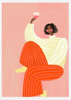 The Woman With The Glass Of Wine Canvastavla (30x40 cm)