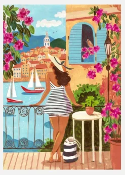 Travel Woman In Saint-tropez Canvastavla (30x40 cm)