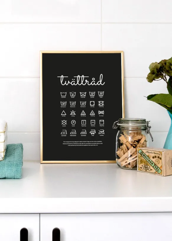 Tvättråd - Svart Poster (21x29.7 cm (A4))