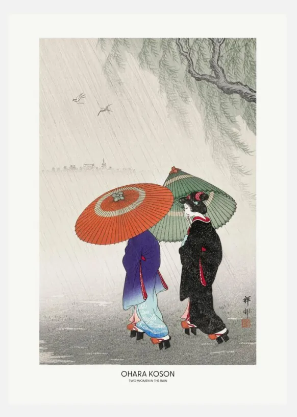Two Women In The Rain Canvastavla (30x40 cm)