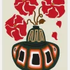 Ukiyo Vase Flower Greige Canvastavla (30x40 cm)