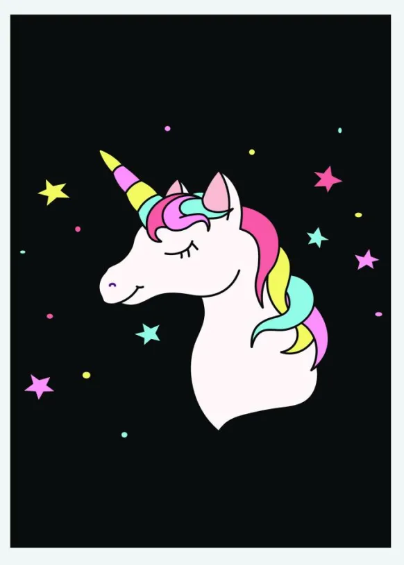 Unicorn Black Canvastavla (30x40 cm)