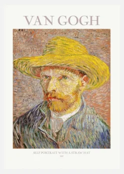 Van Gogh - Self Portrait With Straw Hat Canvastavla (30x40 cm)