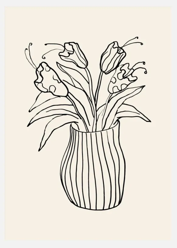 Vase Sketch Canvastavla (30x40 cm)
