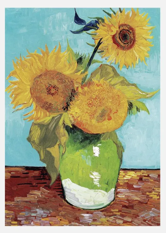 Vase With Three Sunflowers Canvastavla (30x40 cm)