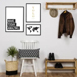 Världskarta - Svart Poster (21x29.7 cm (A4))