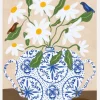 White Flowers In A Vase With Birds Canvastavla (30x40 cm)