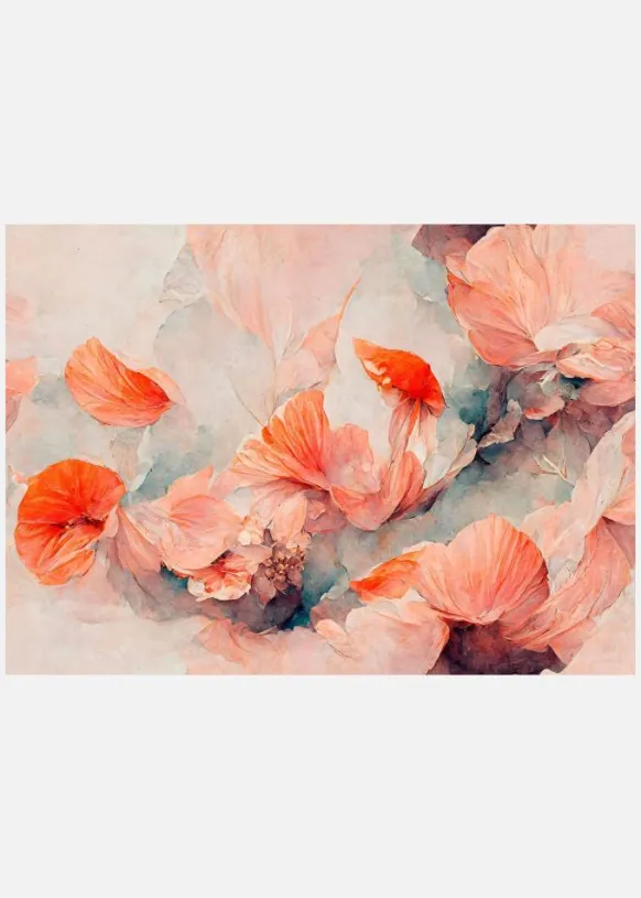 Wild Coral Flowers Canvastavla (30x40 cm)