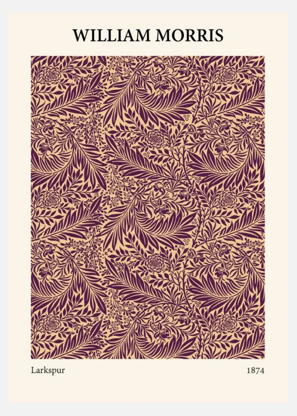 William Morris - Larkspur 6 Canvastavla (30x40 cm)