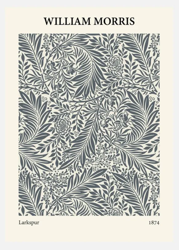 William Morris - Larkspur 3 Canvastavla (30x40 cm)