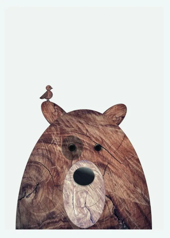 Wood Bear Canvastavla (30x40 cm)