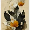 Yellow Paper Flowers Canvastavla (30x40 cm)