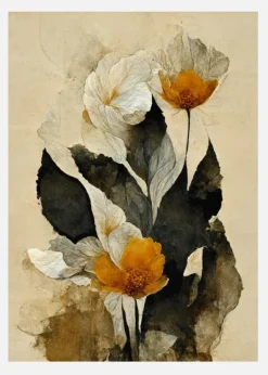 Yellow Paper Flowers Canvastavla (30x40 cm)
