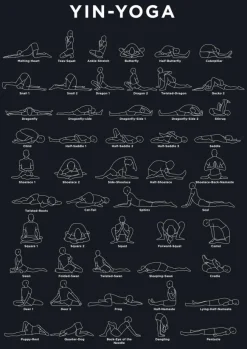 Yoga - Navy Poster (21x29.7 cm (A4))