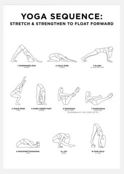 Yoga Sequence - Stretch & Strengthen To Float Forward - White Canvastavla (30x40 cm)